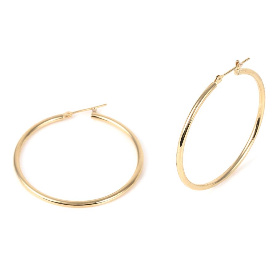 18金 フープピアス 2.0×40mm 両耳 リング ピアス ゴールド レディース