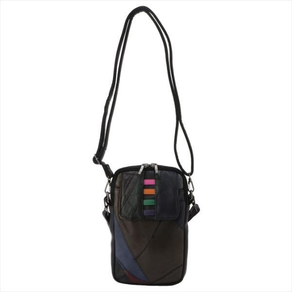 革パッチワーク スマホショルダー ミニショルダーバッグ 本革 軽量 多
