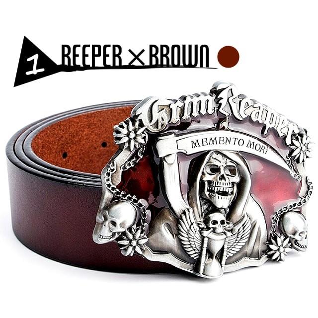 送料無料!】ジェニュインレザーベルトウィズメタルスカルバックル! 全