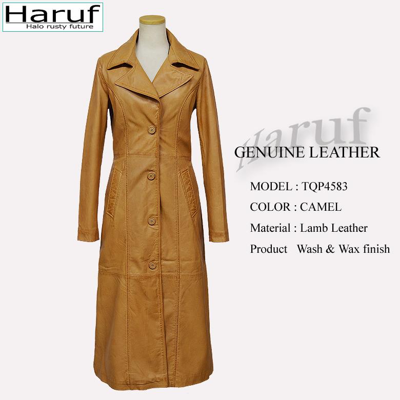 Haruf（ハルフ） レザーコート チェスターコート ロング レディース 本