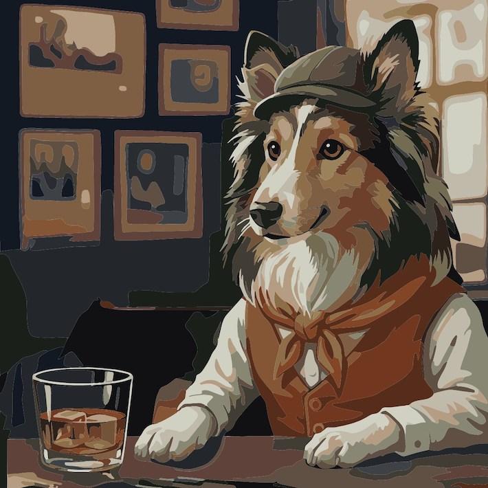 アートパネル 数字で塗り絵 数字油絵 犬シリーズ 柴犬 ブルドッグ