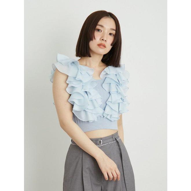 LILY BROWN（リリーブラウン） (セール40%OFF) 透かしフリルニット