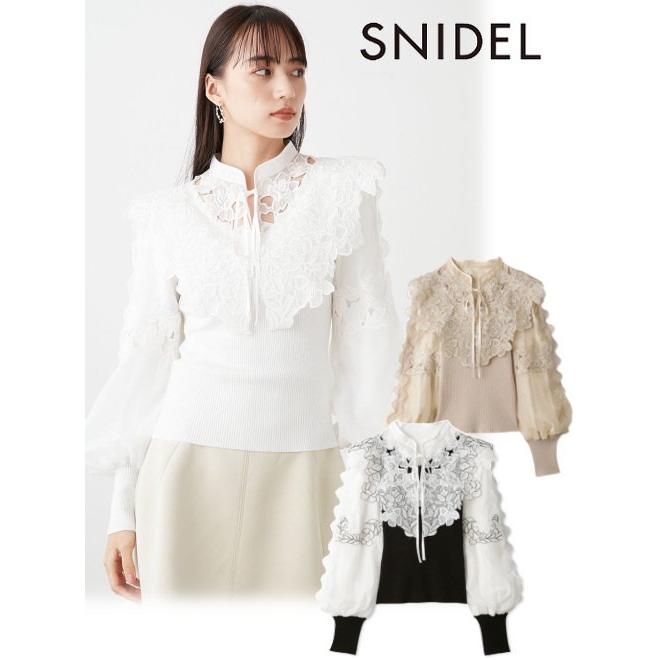 SNIDEL（スナイデル） レースカラーニットプルオーバー 23秋冬.予約