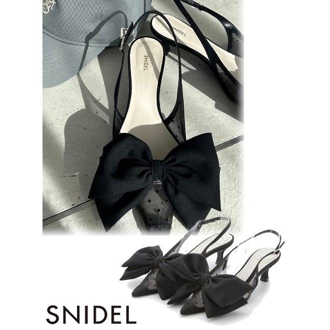 SNIDEL（スナイデル） ドットメッシュリボンモチーフサンダル 24春夏