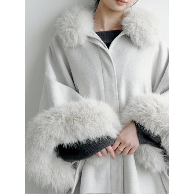 SNIDEL（スナイデル） (12%OFF) ファー付きミドルケープコート 24秋冬