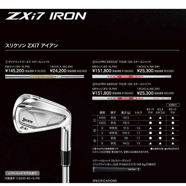 SRIXON ダンロップ スリクソン ZXi7 アイアン6本セット(＃5〜9.PW