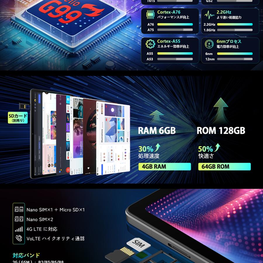 Rebecco M30Pro タブレット 10.4型／Helio G99／Android15／2K解像度