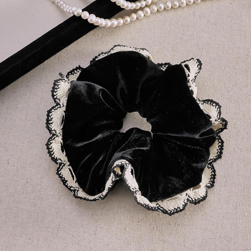 シュシュ ベルベットレースふちどりシュシュ 新発売セール 大人