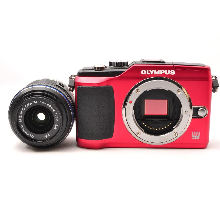 オリンパス ミラーレス OLYMPUS ペン E-PL2 レンズキット レッド 中古