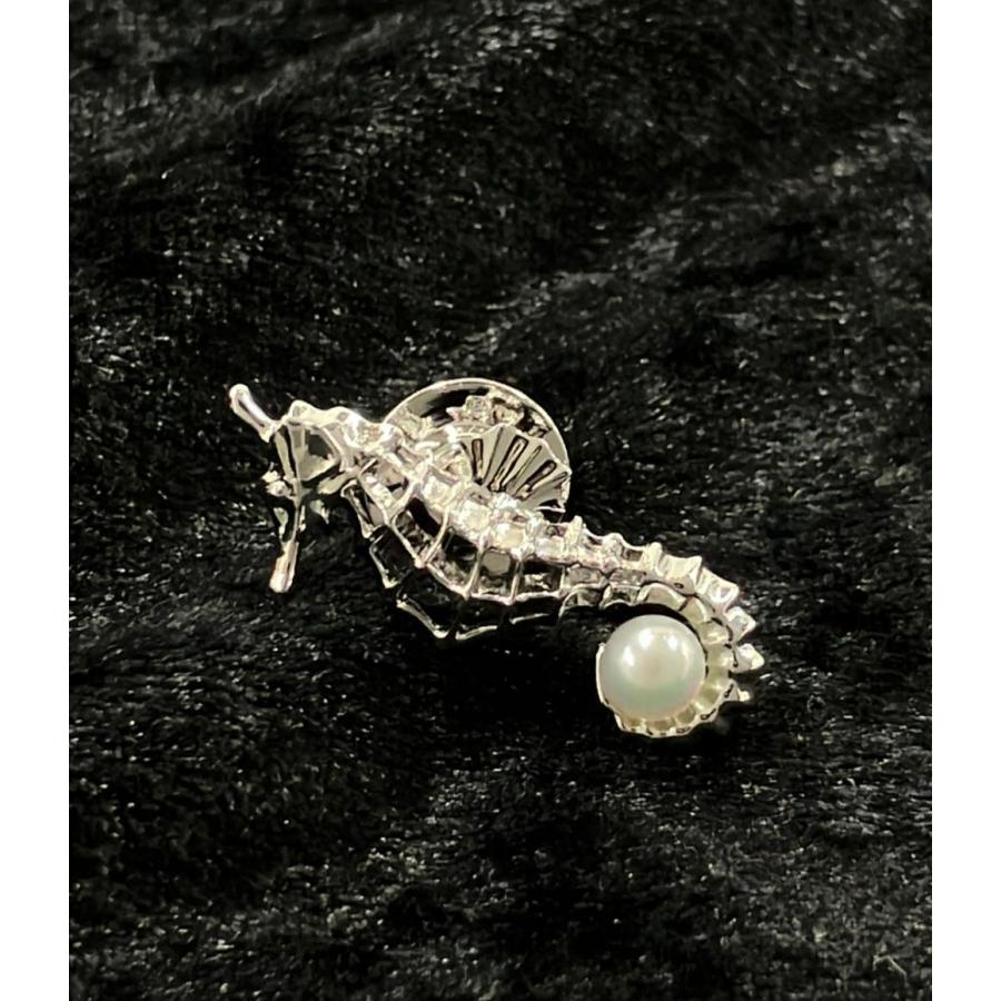 美品 ミキモト ピンブローチ SV パール 5mm タツノオトシゴモチーフ