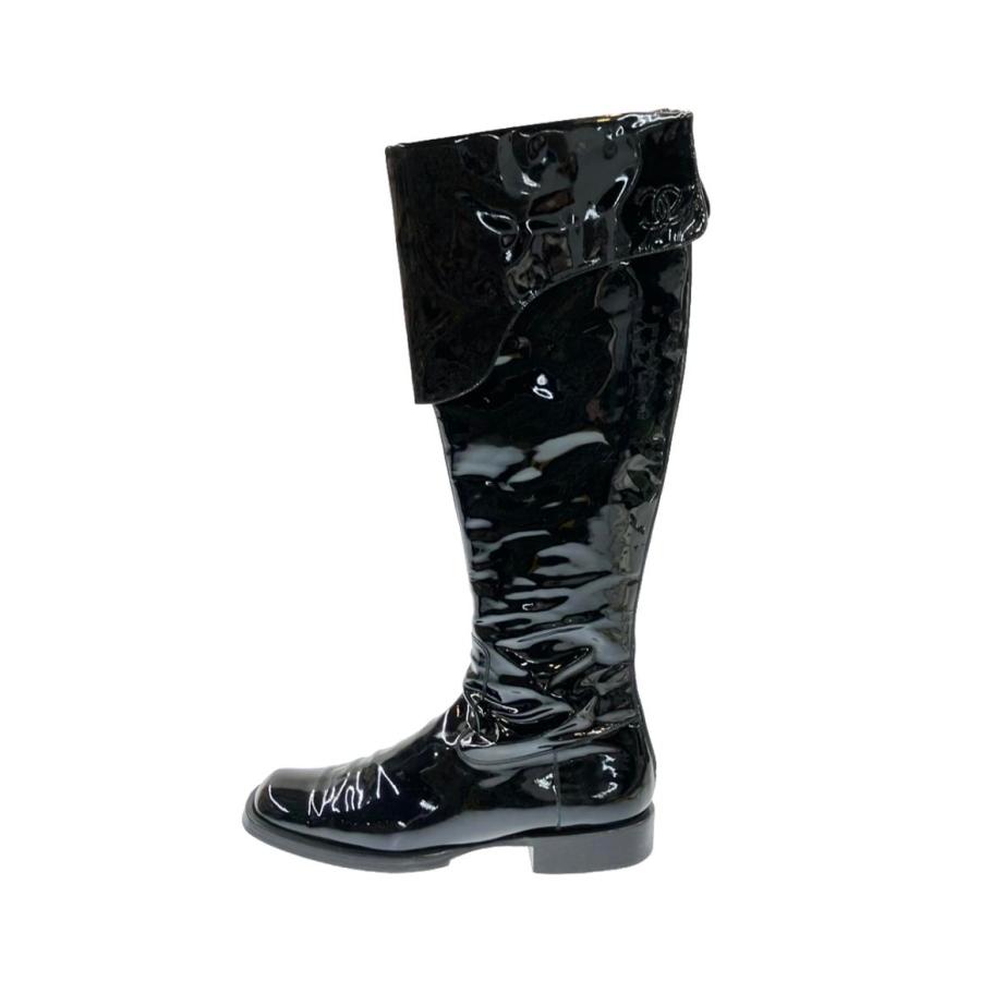 シャネル パテントレザーロングブーツ ココマーク レディース SIZE 37