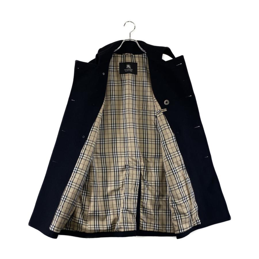 バーバリーブラックレーベル コート アンゴラ混銀ボタンダブルコート