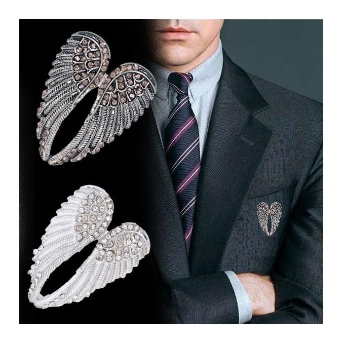 送料無料 ウィング ブローチ ピン ラインストーン 羽 鳥 ブローピン