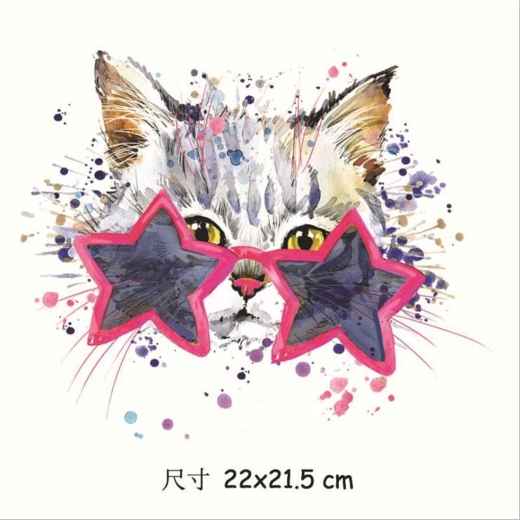 送料無料 アイロンプリントシート サングラスねこ 熱転写 シール ネコ