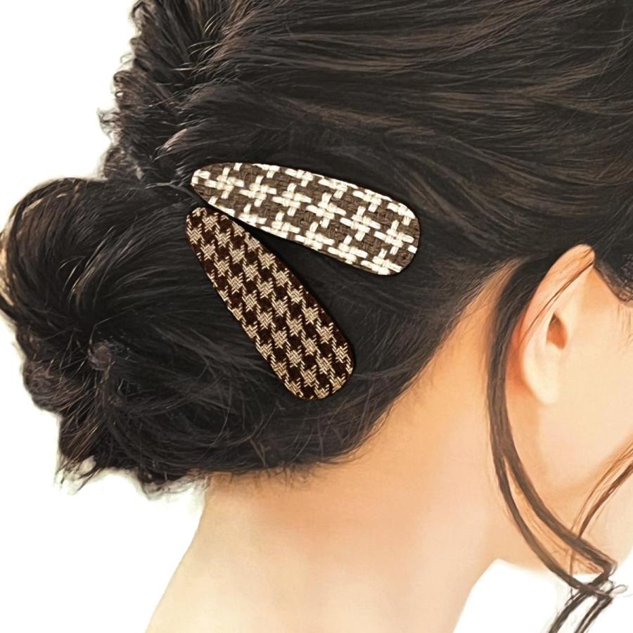 ヘアアクセサリー 千鳥柄 パッチンピン 2個セット 簡単 アレンジ