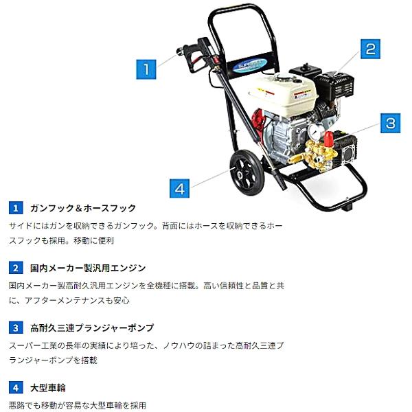 スーパー工業 エンジン式高圧洗浄機 SEC-1310-2N2 コンパクト&カート型