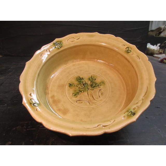 水野健二 黄瀬戸 輪花銅羅鉢 菓子鉢 盛器 共箱 陶芸 陶器 作家 未使用