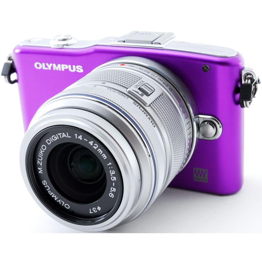 OLYMPUS PEN オリンパス ミラーレス mini E-PM1 レンズキット パープル
