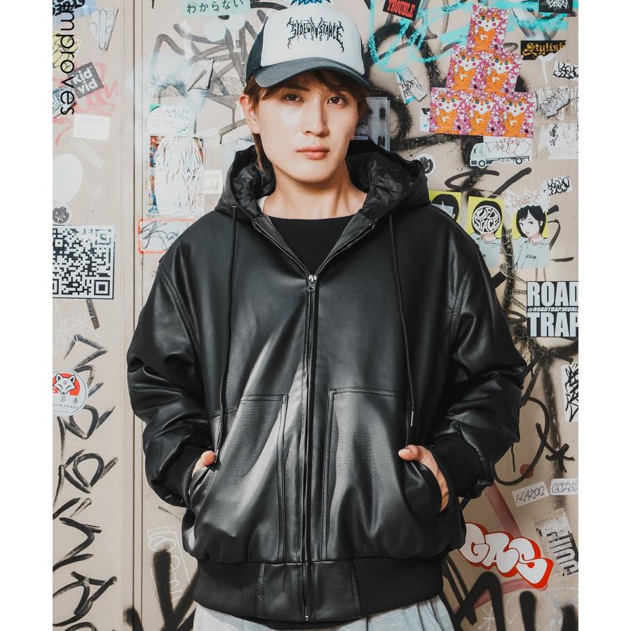 improves（インプローブス） パーカー メンズ フェイクレザー PUレザー