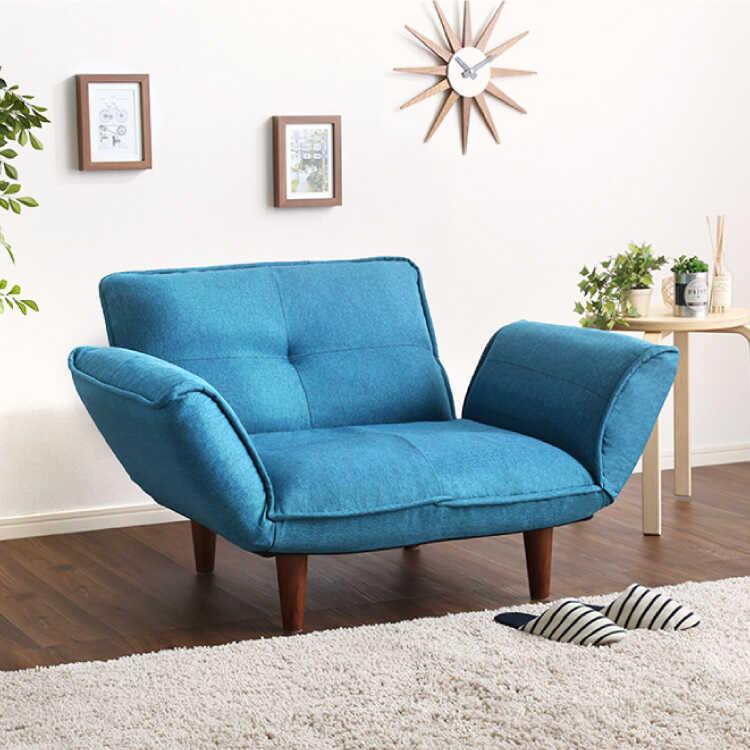 一人掛けソファー 一人用 布製 ターコイズブルー 青色 リクライニング
