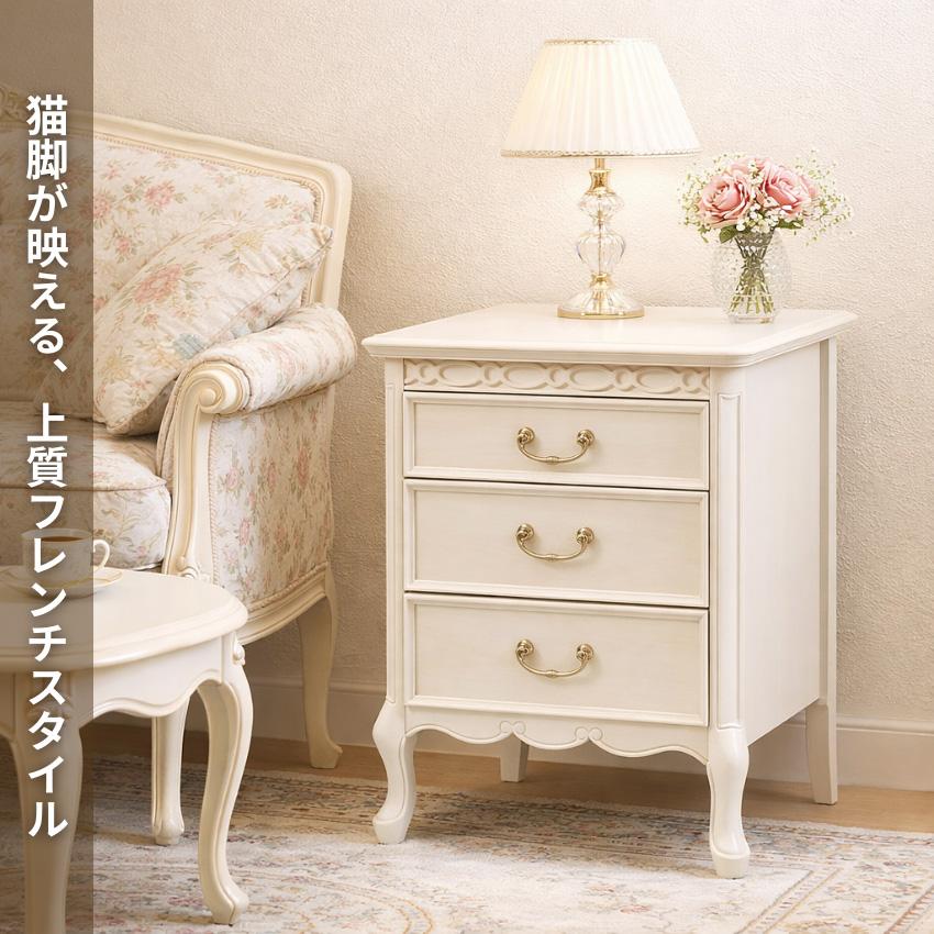 東海家具 TOKAI KAGU フルールWH ナイトテーブル 白家具 姫系 楽天市場