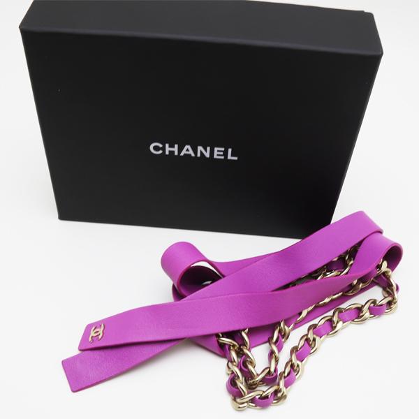 CHANEL（シャネル） 新品 リボンベルト ココマーク ピンク カーフ