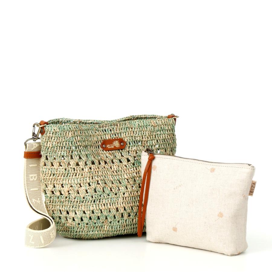 イビサ公式 ラフィアバッグ セミショルダー かごバッグ 斜めがけ