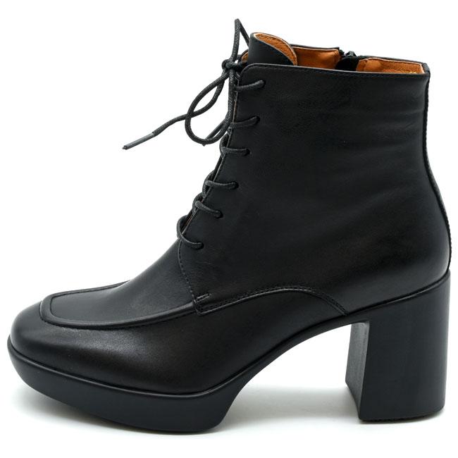 あしながおじさん ブーツ レディース 厚底 ブラック 黒 レースアップ