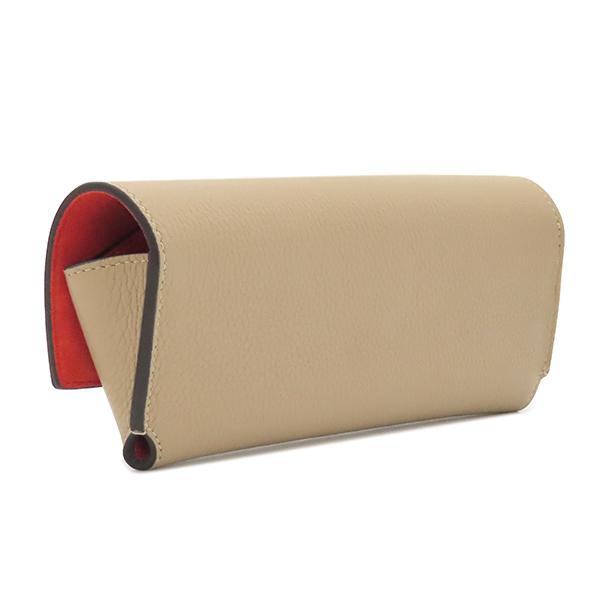 CELINE（セリーヌ） メガネケース バイカラー レザー ベージュ レッド
