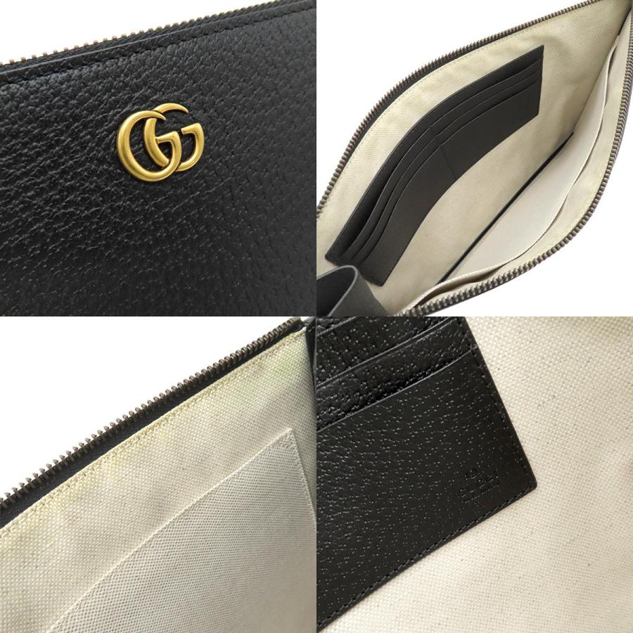 GUCCI（グッチ） クラッチバッグ GGマーモント レザー ブラック 黒