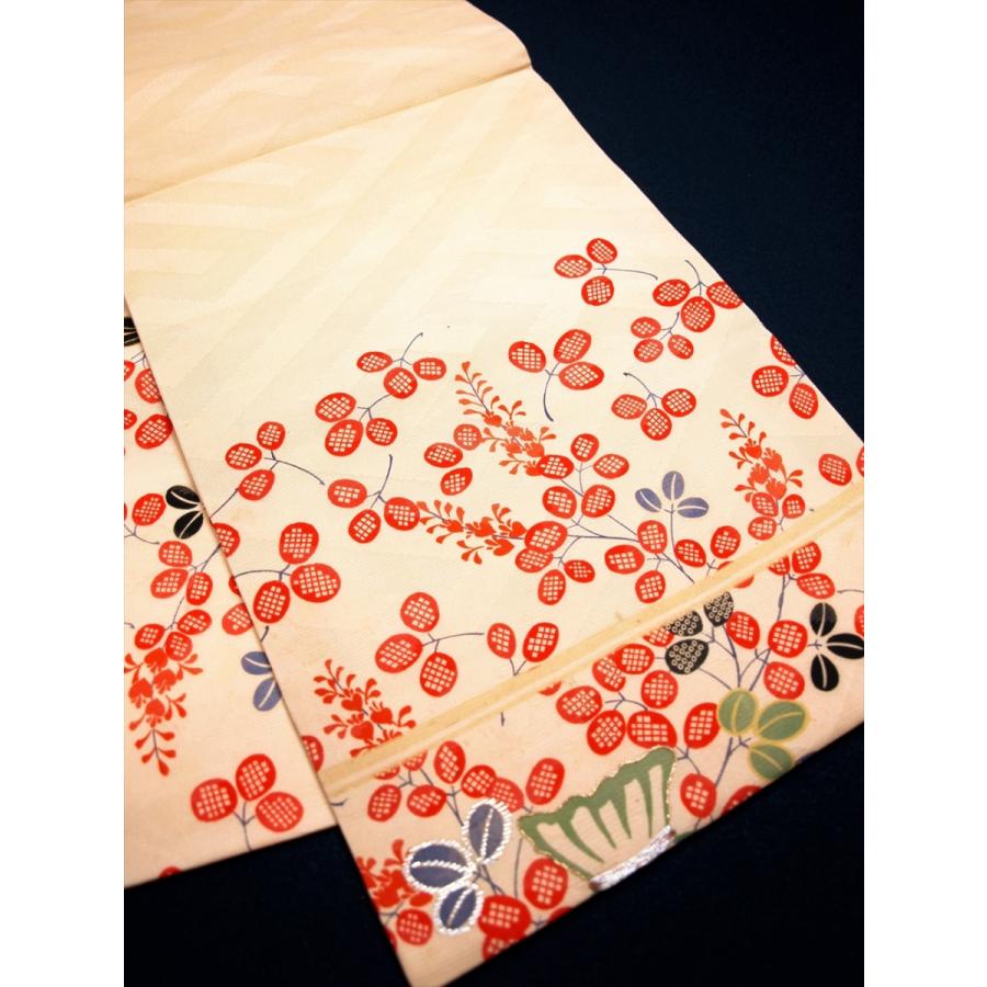 アンティーク帯 袋帯 紗 萩 東屋 紋紗 紗綾型 夏帯 夏着物 美品 レトロ