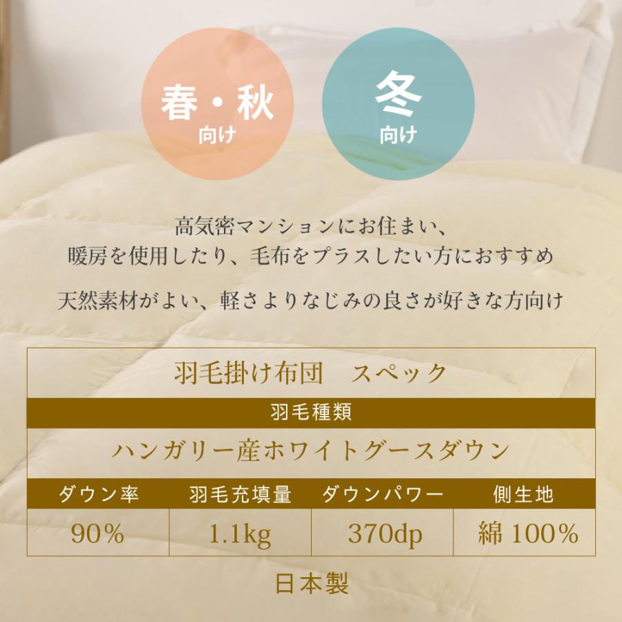 丸八真綿 羽毛布団 シングル ハンガリー産 ホワイト グースダウン90