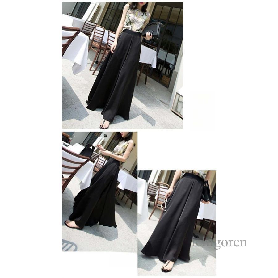 ワイドパンツ フレアパンツ レディース サテン スカーチョ ロング