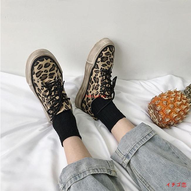 スニーカー 豹柄 レディース フラットシューズ ヒョウ柄 ぺったんこ
