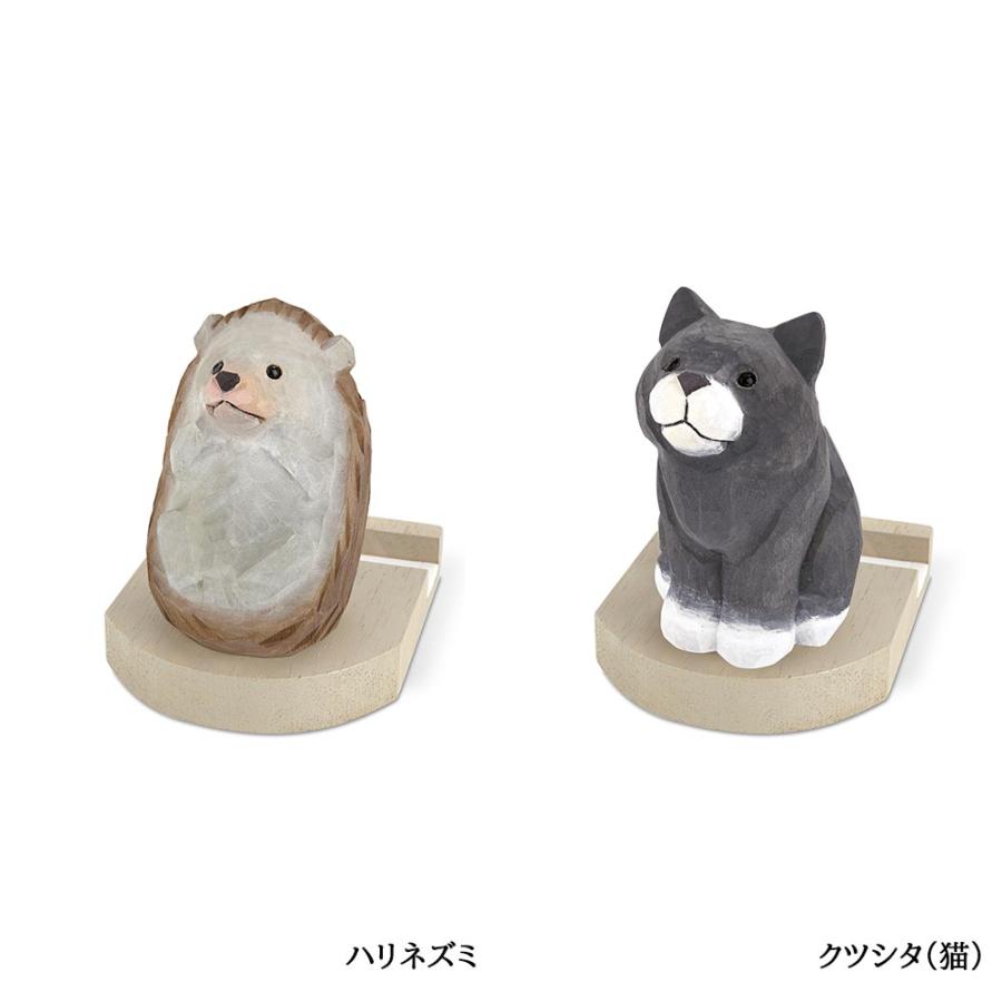 キシマ Fika フィーカ スマホスタンド 動物 木彫り 木製 卓上 デスク