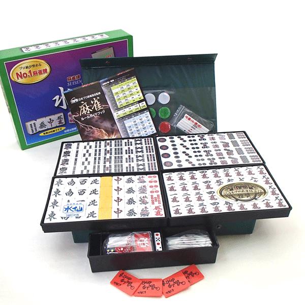 麻雀セット 大人気の大きめ 高級麻雀牌水仙と麻雀マットジャンクマット