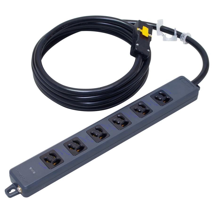 明工社 MR7906NT5BBB 横形OA抜け止め接地タップ 6コ口 コード5m