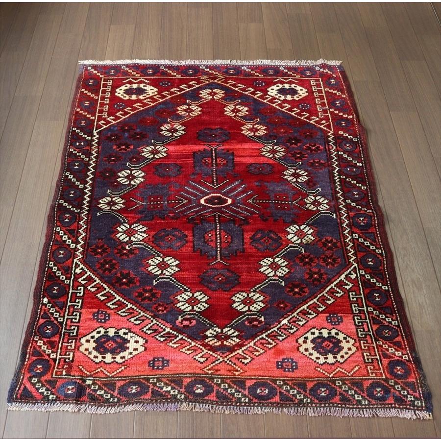 手織りラグ トルコ絨毯 116x88cm ドラゴンの爪をもつ六角メダリオン