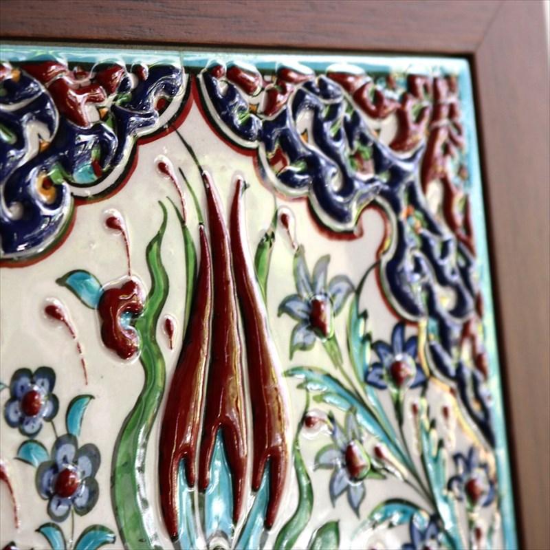 トルコタイル 手書き陶器2枚額 H47×W27×D1.5cm ミニアチュール