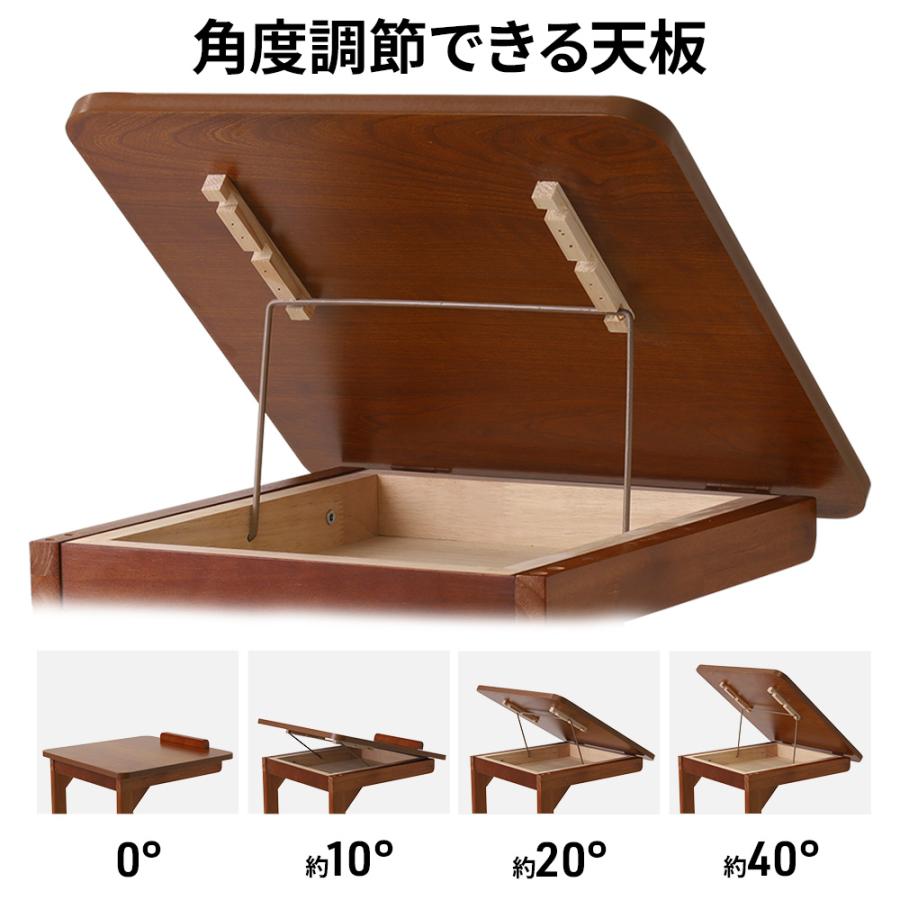 サイドテーブル キャスター 木製 収納 角度調整 簡易テーブル 調節