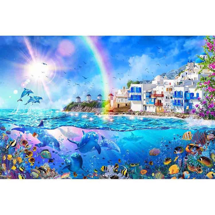 ジグソーパズル 1000ピース 50×75cm ラッセン イルカ ミコノス