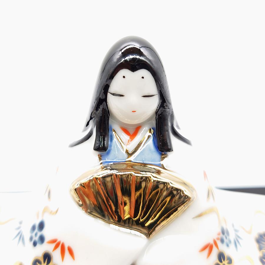 雛人形 コンパクト 陶磁器 薬師窯 染錦座雛 親王飾り 卓上 陶製 日本製
