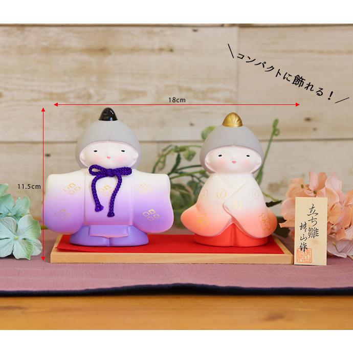 ひな人形 雛人形 お雛様 日本製 万古焼 立ち びな揃 18×10×高11.5cm
