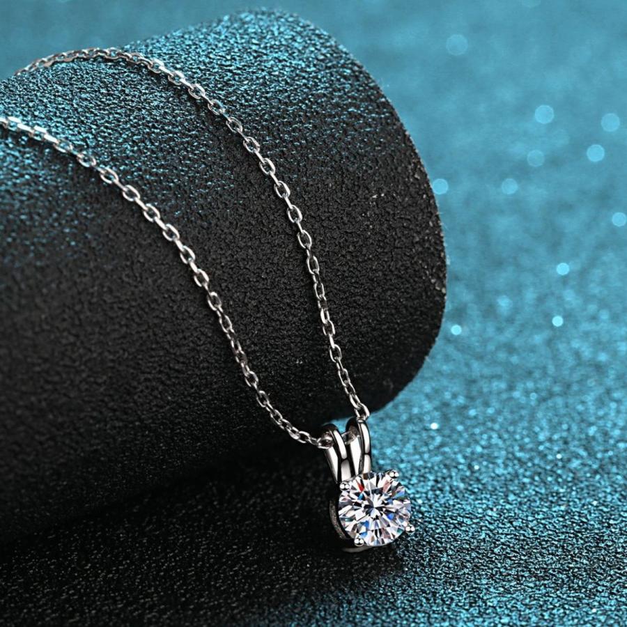 ネックレス レディース モアサナイト 0.8ct 一粒 S925純銀 金アレ対応