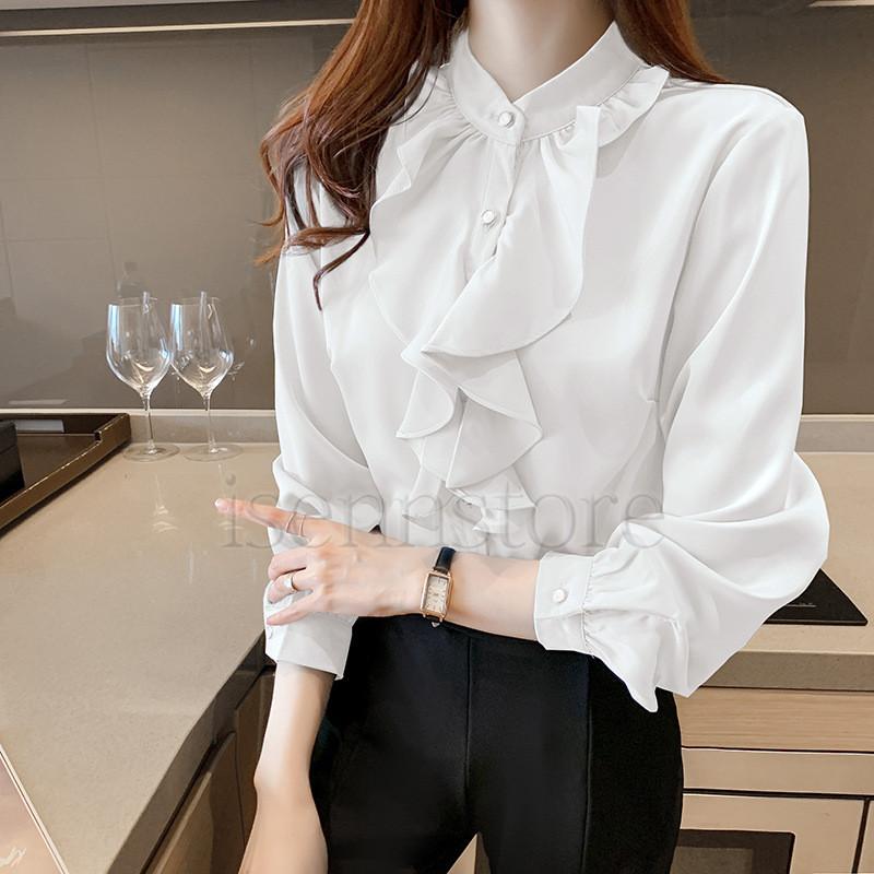 ブラウス フリル襟 レディース 長袖 トップス フレア きれいめ サテン