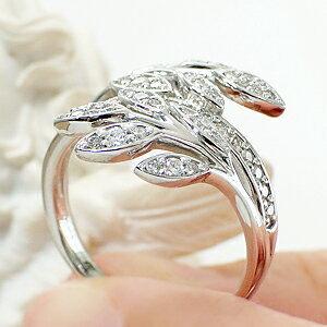 pt900 0.45ctUP ダイヤモンド リーフ リング ダイヤ 大ぶり 指輪