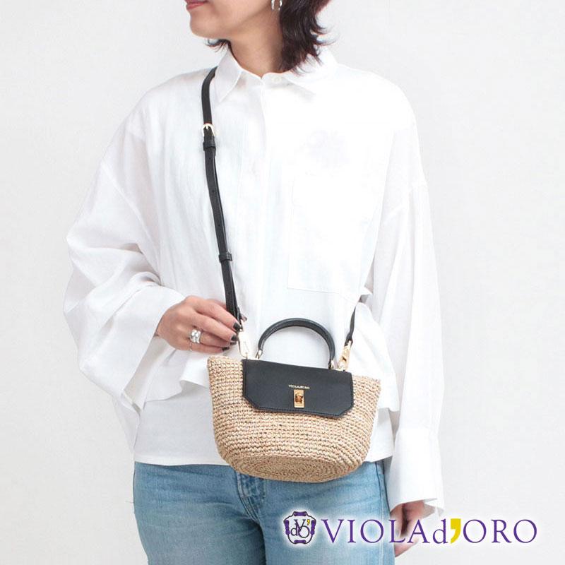 VIOLAd'ORO（ヴィオラドーロ） かごバッグ 2WAYショルダー ラフィア