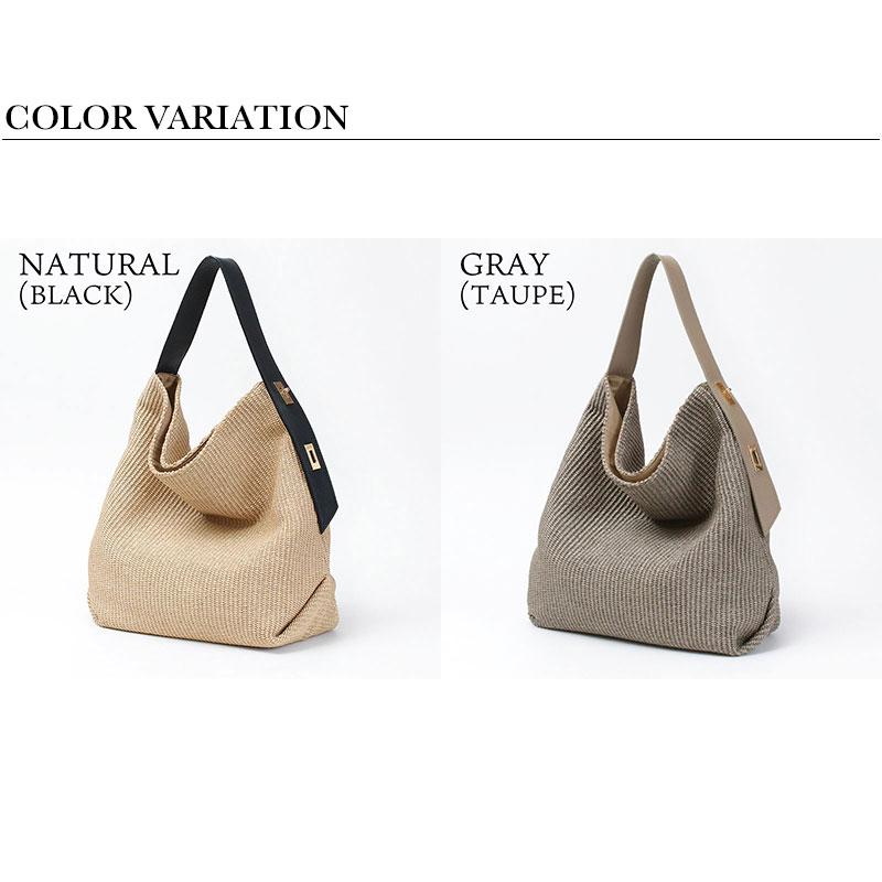 vanessabruno ショルダバッグ ラフィア レザーベルト 巾着付 かご