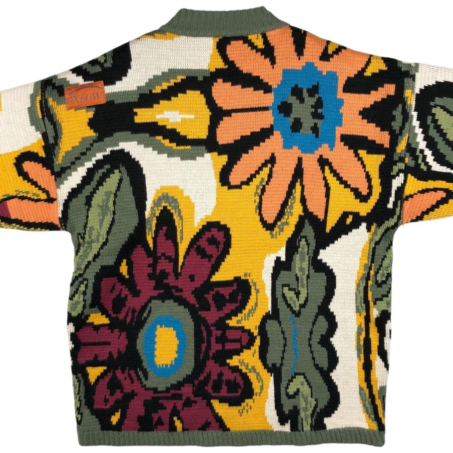 古着 90年代 OXBOW 総柄 ボタニカル柄 アクリルニットセーター メンズM