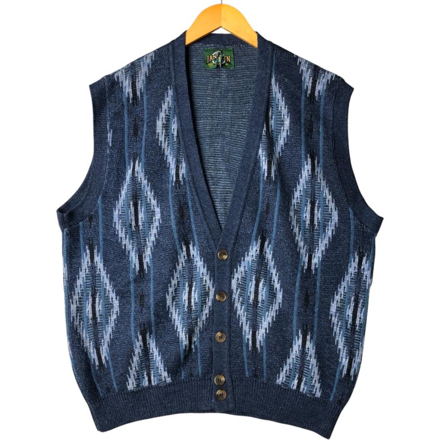 古着 80~90年代 ジャンセン JANTZEN 総柄 前開き ニットベスト USA製
